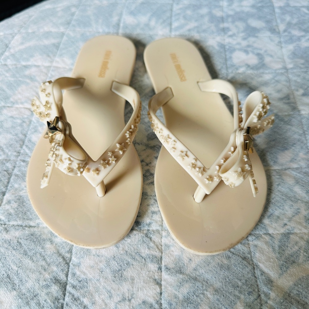 Mini Melissa Cream Floral Kids Sandals